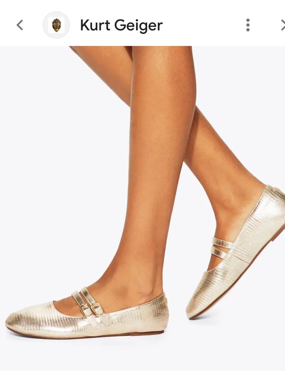 KG Kurt Geiger Gold Ballet Flats
